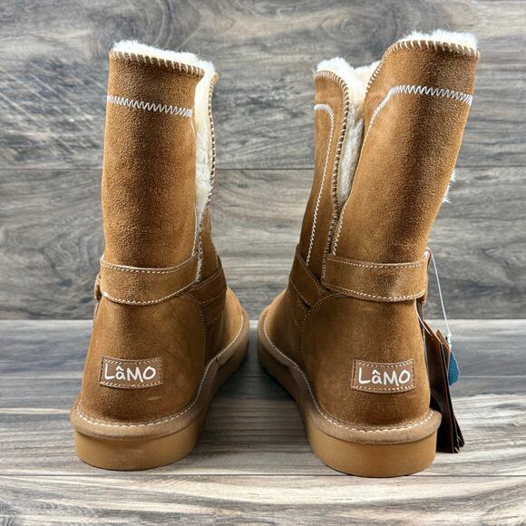 NIB LAMO Vanessa Winter Boots 8 Faux Shearling Chestnut Suede Water Resistant - Picture 6 of 10